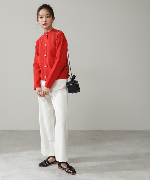 N.（N. Natural Beauty Basic）（エヌエヌナチュラルビューティーベーシック）の「◆クラシックニットカーディガン（カーディガン/ボレロ・レディース・オフホワイト/ネイビー/レッド・MEDIUM）」の4枚目の写真