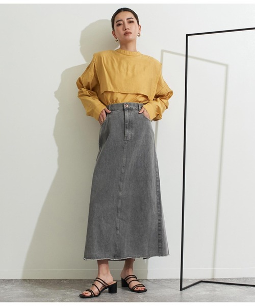 Settimissimo（セッティミッシモ）の「バックスリットケミカルロングデニムスカート（デニムスカート・レディース・ブラック/ブルー・FREE）」の13枚目の写真