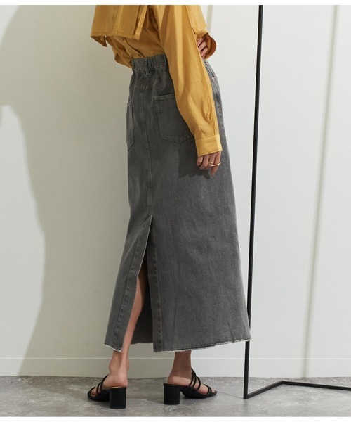 Settimissimo（セッティミッシモ）の「バックスリットケミカルロングデニムスカート（デニムスカート・レディース・ブラック/ブルー・FREE）」の14枚目の写真
