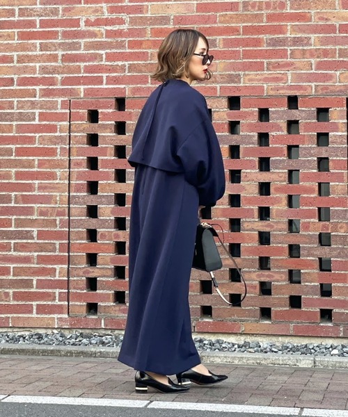 ReNorm（リノーム）の「【pocoコラボ】ストレッチポンチOPセットアップ（ワンピース・レディース・ベージュ/ネイビー・フリー）」の4枚目の写真