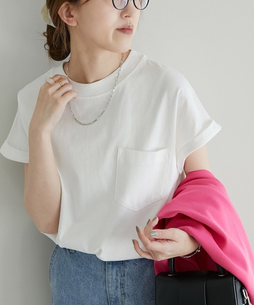 DISCOAT（ディスコート）の「USコットンポケ付フレンチTシャツ（Tシャツ/カットソー・レディース・チャコールグレー/ライトグレー/スカイブルー/オフホワイト/ライム/オレンジ/モカ・MEDIUM/LARGE）」の9枚目の写真