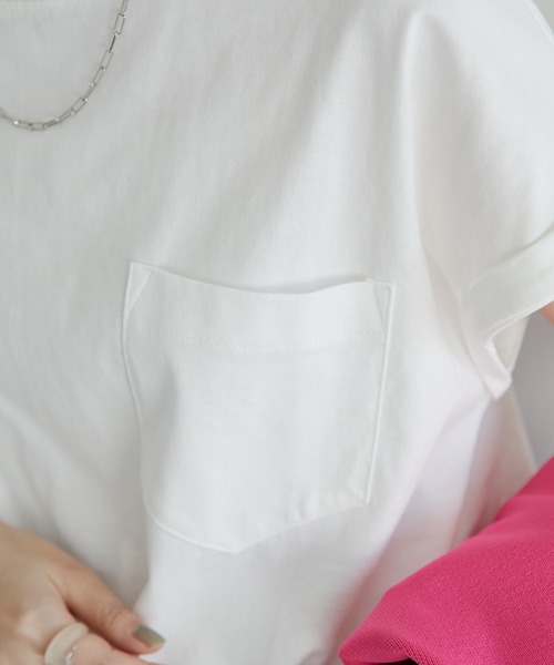 DISCOAT（ディスコート）の「USコットンポケ付フレンチTシャツ（Tシャツ/カットソー・レディース・チャコールグレー/ライトグレー/スカイブルー/オフホワイト/ライム/オレンジ/モカ・MEDIUM/LARGE）」の13枚目の写真