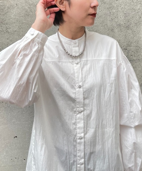 CIAOPANIC（チャオパニック）の「ギャザーシャツワンピース（ワンピース・レディース・オフホワイト/サックスブルー/オレンジ・FREE）」の12枚目の写真