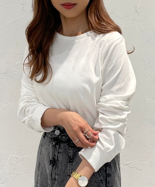 apres jour mignon(アプレジュールミニョン)の「カラーロンT【ZOZOTOWN限定アイテム】(Tシャツ/カットソー・レディース・ブルー系その他/グリーン/ピンク/オフホワイト/ブラック/イエロー・X-LARGE/フリー)」の8枚目の写真