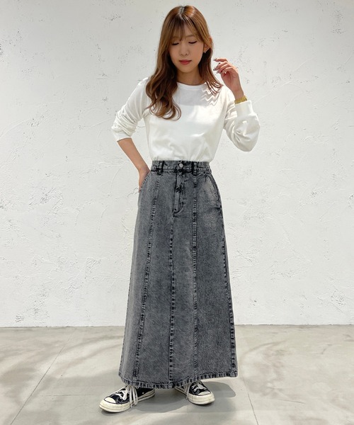 apres jour mignon(アプレジュールミニョン)の「カラーロンT【ZOZOTOWN限定アイテム】(Tシャツ/カットソー・レディース・ブルー系その他/グリーン/ピンク/オフホワイト/ブラック/イエロー・X-LARGE/フリー)」の12枚目の写真