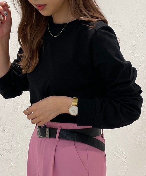 apres jour mignon(アプレジュールミニョン)の「カラーロンT【ZOZOTOWN限定アイテム】(Tシャツ/カットソー・レディース・ブルー系その他/グリーン/ピンク/オフホワイト/ブラック/イエロー・X-LARGE/フリー)」の14枚目の写真