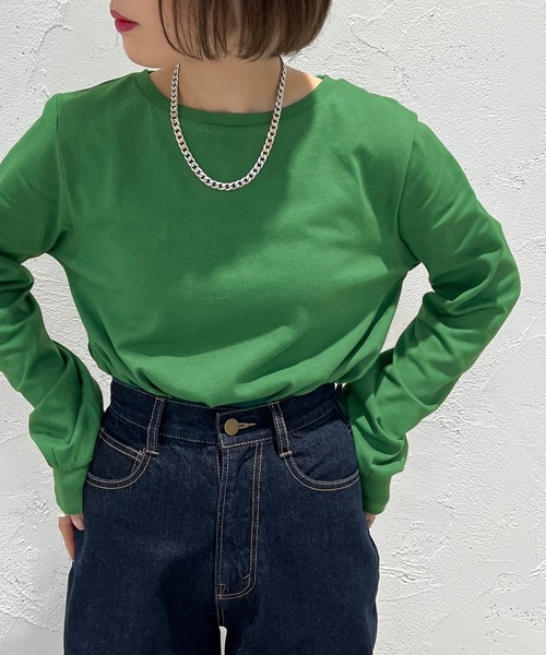 apres jour mignon(アプレジュールミニョン)の「カラーロンT【ZOZOTOWN限定アイテム】(Tシャツ/カットソー・レディース・ブルー系その他/グリーン/ピンク/オフホワイト/ブラック/イエロー・X-LARGE/フリー)」の22枚目の写真