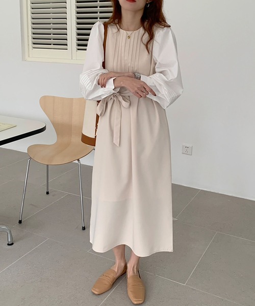 Doula Doula(ドゥーラドゥーラ)の「バイカラー切り替えワンピース(ワンピース・レディース・ブラック/ベージュ・FREE)」の8枚目の写真