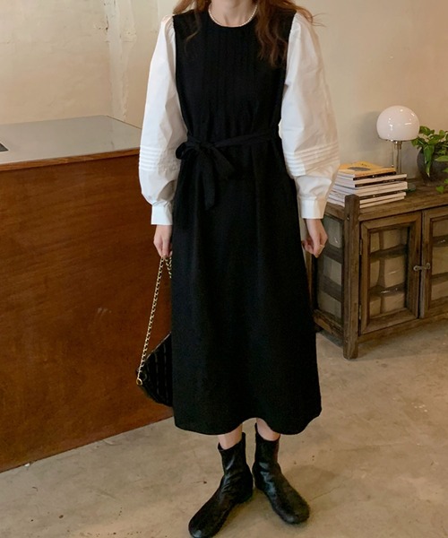 Doula Doula(ドゥーラドゥーラ)の「バイカラー切り替えワンピース(ワンピース・レディース・ブラック/ベージュ・FREE)」の21枚目の写真