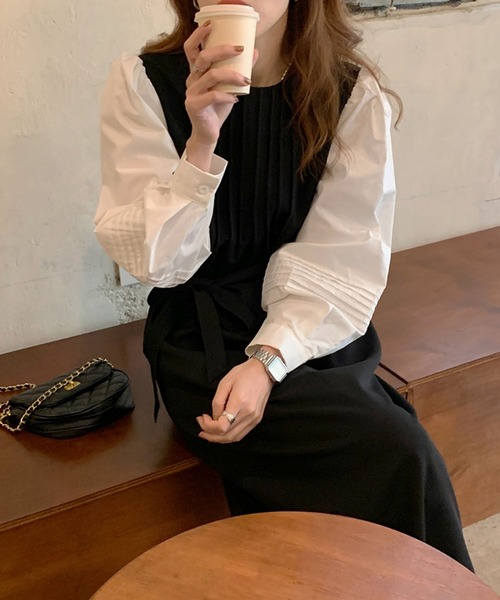 Doula Doula(ドゥーラドゥーラ)の「バイカラー切り替えワンピース(ワンピース・レディース・ブラック/ベージュ・FREE)」の18枚目の写真