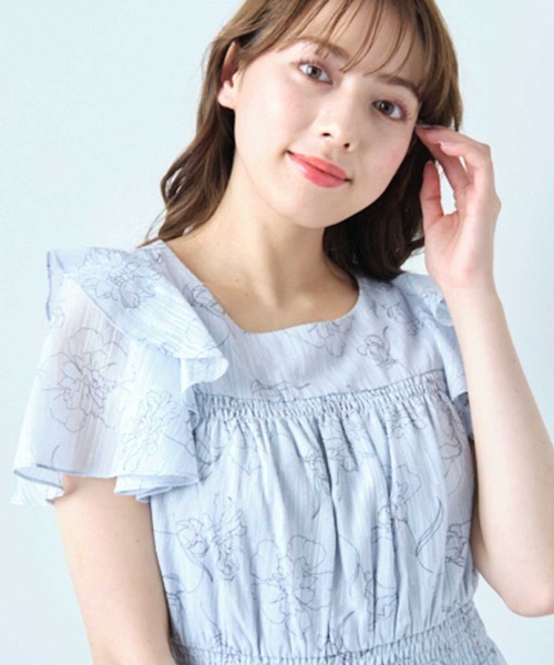 RIPPLE YOHINTEN ⭐︎リップル洋品店 グラデーションワンピース　美品 ボリューム袖 ワンピース レディース シボ加工 リップル生地