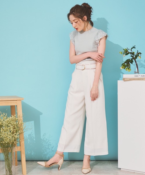 NOELA（ノエラ）の「ベルト付ストレートパンツ（その他パンツ・レディース・オフホワイト/オレンジ/ベージュ・S/M）」の4枚目の写真