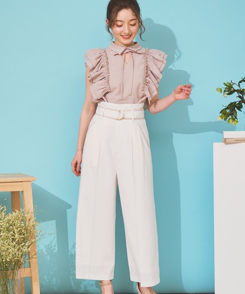 NOELA（ノエラ）の「ベルト付ストレートパンツ（その他パンツ・レディース・オフホワイト/オレンジ/ベージュ・S/M）」の7枚目の写真