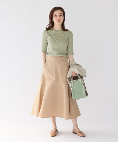 IENA（イエナ）の「レーヨンコットン RIB クルーネック プルオーバー（ニット/セーター・レディース・ピンク/ホワイト/グリーン系その他/ブラック・FREE）」の7枚目の写真