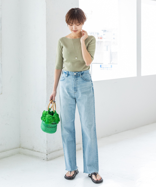 IENA - 【最終値下げ】ＩＥＮＡ◆コットンボーダークルーネックプルオーバー セール】レーヨンコットン RIB クルーネック プルオーバー