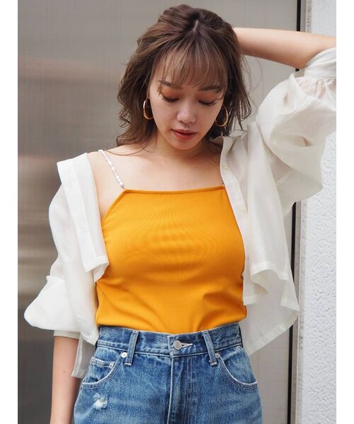 EVRIS（エヴリス）の「パールリブキャミソール（キャミソール・レディース・ホワイト/ブラック/オレンジ・FREE）」の3枚目の写真