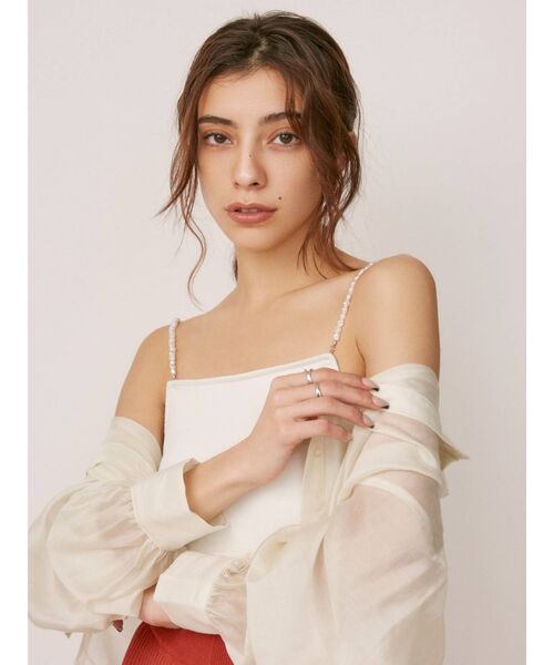 EVRIS（エヴリス）の「パールリブキャミソール（キャミソール・レディース・ホワイト/ブラック/オレンジ・FREE）」の4枚目の写真