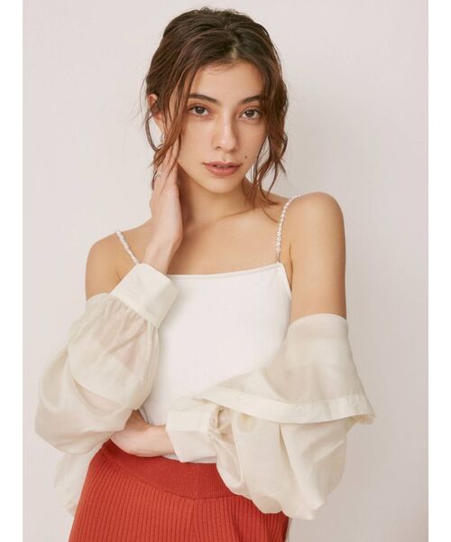 EVRIS（エヴリス）の「パールリブキャミソール（キャミソール・レディース・ホワイト/ブラック/オレンジ・FREE）」の5枚目の写真