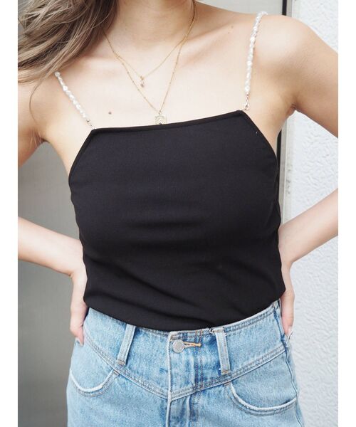 EVRIS（エヴリス）の「パールリブキャミソール（キャミソール・レディース・ホワイト/ブラック/オレンジ・FREE）」の8枚目の写真