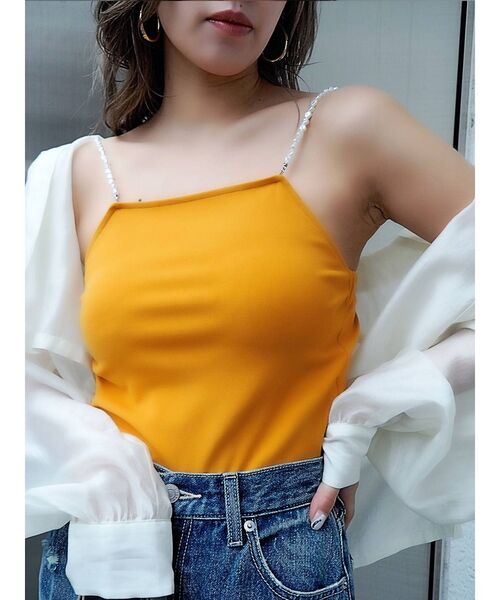 EVRIS（エヴリス）の「パールリブキャミソール（キャミソール・レディース・ホワイト/ブラック/オレンジ・FREE）」の13枚目の写真