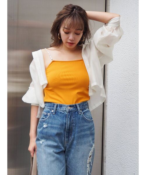 EVRIS（エヴリス）の「パールリブキャミソール（キャミソール・レディース・ホワイト/ブラック/オレンジ・FREE）」の14枚目の写真