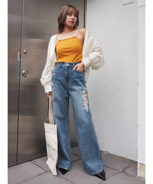 EVRIS（エヴリス）の「パールリブキャミソール（キャミソール・レディース・ホワイト/ブラック/オレンジ・FREE）」の17枚目の写真