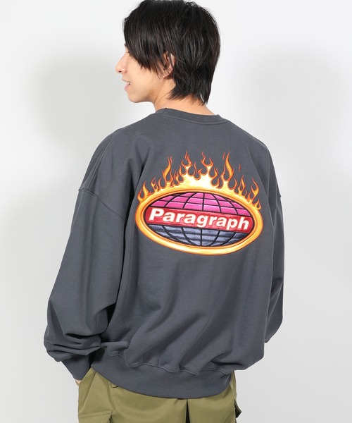 Paragraph(パラグラフ)の「【PARAGRAPH/パラグラフ】 FLAME SATIN SWEATSHIRT / フレイムロゴ プルオーバースウェット(スウェット・メンズ・ホワイト/チャコールグレー/パープル/グリーン/ブルーグレー・FREE)」の3枚目の写真