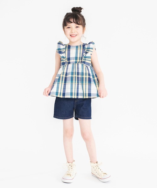 BRANSHES（ブランシェス）の「【ペア】肩フリルチェック柄チュニック（チュニック・キッズ・レッド/アイボリー・90/100/110/130/140/120/150）」の7枚目の写真