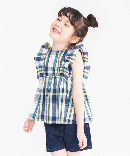 BRANSHES（ブランシェス）の「【ペア】肩フリルチェック柄チュニック（チュニック・キッズ・レッド/アイボリー・90/100/110/130/140/120/150）」の11枚目の写真