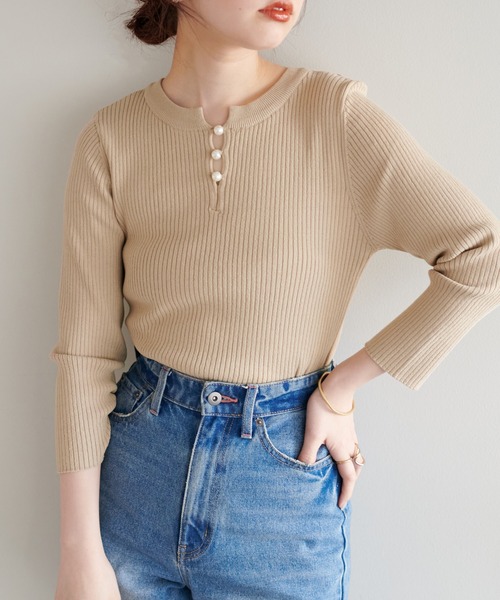 セール 色違いで持っていたい優秀アイテム パール付き2way強撚リブニット ニット セーター Natural Couture ナチュラルクチュール のファッション通販 Zozotown