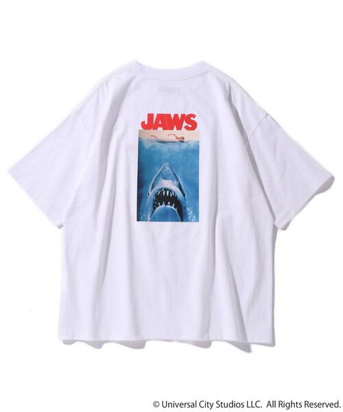 FREAK'S STORE（フリークスストア）の「WEB限定 JAWS/ジョーズ 別注 ビッグシルエット バックプリント クルーネックTシャツ（Tシャツ/カットソー・メンズ・ホワイト/ブラック/グレー/サックスブルー/グリーン・SMALL/MEDIUM/LARGE）」の11枚目の写真