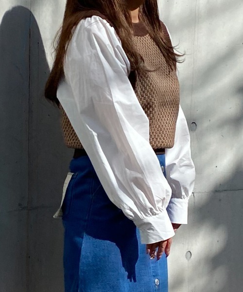 Mysa&Liina(ミーサリーナ)の「柄ベスト布帛ドッキングニットトップス(シャツ/ブラウス・レディース・ブラウン/グリーン/ブラック・FREE)」の19枚目の写真