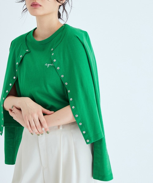 agnes b.（アニエスベー）の「【agnes b. pour ADAM ET ROPE'】CARDIGAN PRESSIONS Jersey（カーディガン/ボレロ・レディース・ホワイト/ブラック/ピンク/グリーン・S/M）」の4枚目の写真