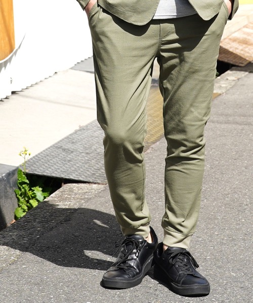 roshell（ロシェル）の「綿麻ストレッチ ジョガーパンツ（チノパンツ・メンズ・ブラック/ネイビー/カーキ/ブラック系その他/グレー系その他/ベージュ系その他/グリーン系その他/グレー系その他2/ライトベージュ/ブルー系その他・MEDIUM/LARGE/X-LARGE/M/L/XL）」の8枚目の写真