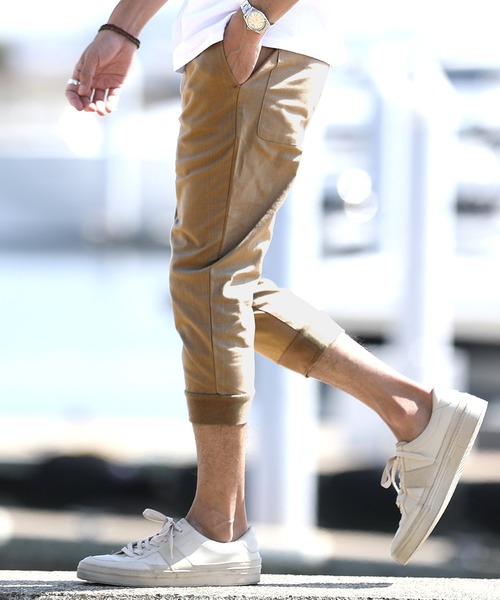 roshell（ロシェル）の「綿麻ストレッチ ジョガーパンツ（チノパンツ・メンズ・ブラック/ネイビー/カーキ/ブラック系その他/グレー系その他/ベージュ系その他/グリーン系その他/グレー系その他2/ライトベージュ/ブルー系その他・MEDIUM/LARGE/X-LARGE/M/L/XL）」の5枚目の写真