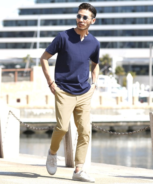 roshell（ロシェル）の「綿麻ストレッチ ジョガーパンツ（チノパンツ・メンズ・ブラック/ネイビー/カーキ/ブラック系その他/グレー系その他/ベージュ系その他/グリーン系その他/グレー系その他2/ライトベージュ/ブルー系その他・MEDIUM/LARGE/X-LARGE/M/L/XL）」の14枚目の写真