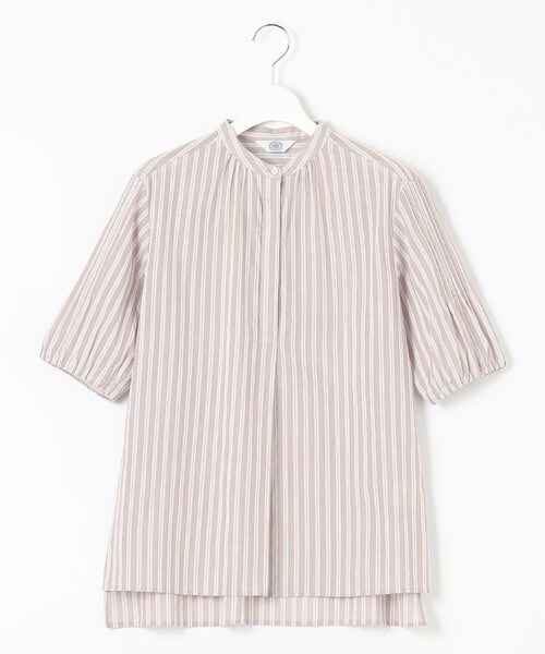 J.PRESS(ジェイプレス)の「【WEB限定カラーあり・洗える】コットンドビーボイルストライプ バンドカラー ブラウス(シャツ/ブラウス・レディース・ピンク系1/サックスブルー系1/グレー系1・T13/T15)」の8枚目の写真