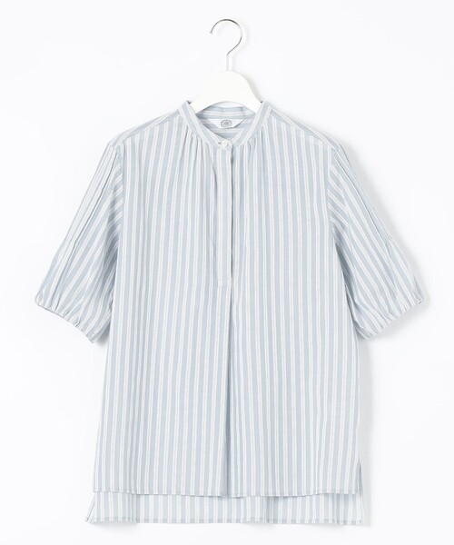 J.PRESS(ジェイプレス)の「【WEB限定カラーあり・洗える】コットンドビーボイルストライプ バンドカラー ブラウス(シャツ/ブラウス・レディース・ピンク系1/サックスブルー系1/グレー系1・T13/T15)」の10枚目の写真