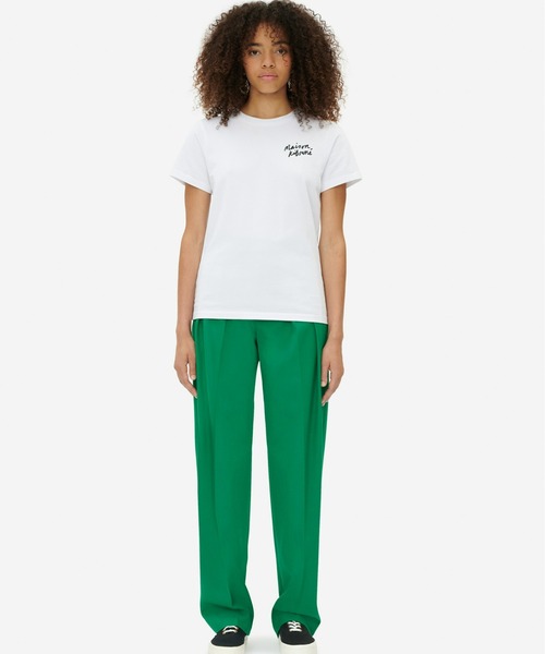 MAISON KITSUNE◆ミニハンドライティングクラシックTシャツ/M/コットン/グリーン/プリント/IW00131KJ0035// Maison Kitsune（メゾンキツネ）の「MINI HANDWRITING CLASSIC