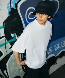 モックネック オーバーサイズ 半袖 無地Tシャツ