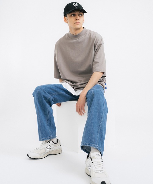 Ressaca(レサーカ)の「モックネック オーバーサイズ 半袖 無地Tシャツ(Tシャツ/カットソー・メンズ・ホワイト/チャコールグレー/ブラック/ベージュ/グレー/オレンジ/グリーン・M/L/XL)」の8枚目の写真