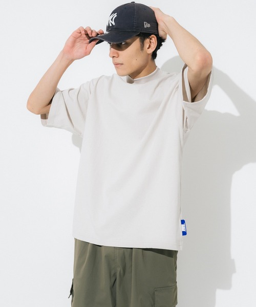 Ressaca(レサーカ)の「モックネック オーバーサイズ 半袖 無地Tシャツ(Tシャツ/カットソー・メンズ・ホワイト/チャコールグレー/ブラック/ベージュ/グレー/オレンジ/グリーン・M/L/XL)」の16枚目の写真