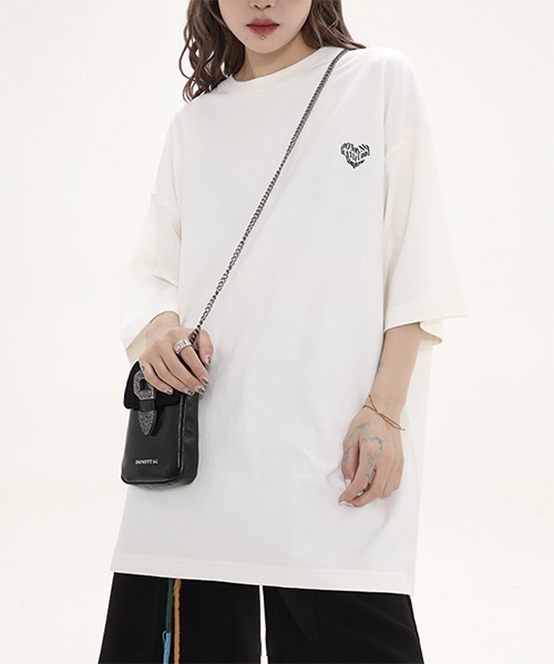 MASONPRINCE(メイソンプリンス)の「ハート柄 ワンポイントTシャツ TX22404【DO NOT TAG】(Tシャツ/カットソー・レディース・ホワイト/ブラック/イエロー・S/M/L)」の2枚目の写真
