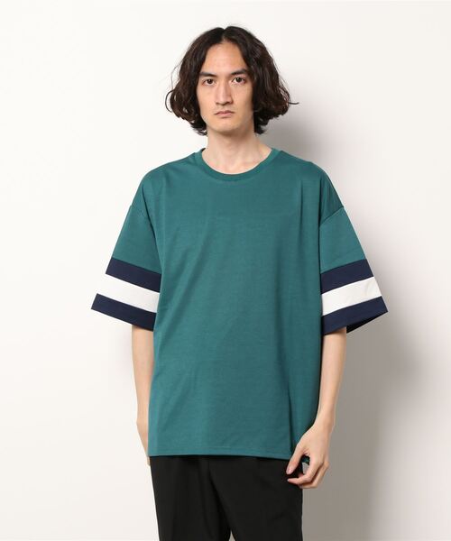 ＪＵＧＬＡＮＳ（ユグランス）の「【ATELANE】ストレッチポンチショートスリーブ/ソデキリカエTee/袖切替デザインTシャツ/メンズ（Tシャツ/カットソー・メンズ・グリーン/ホワイト/ブラック・M/L）」の3枚目の写真