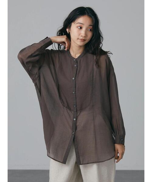 CRAFT STANDARD BOUTIQUE（クラフトスタンダードブティック）の「バンドカラーシアーシャツ　＊（シャツ/ブラウス・レディース・ブラウン/ミント・FREE）」の11枚目の写真