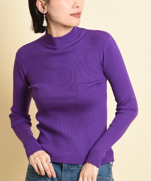 INTERPLANET(インタープラネット)の「12G 2×2リブプルオーバー(ニット/セーター・レディース・パープル/グリーン/アイボリー/ブラック・FREE)」の4枚目の写真