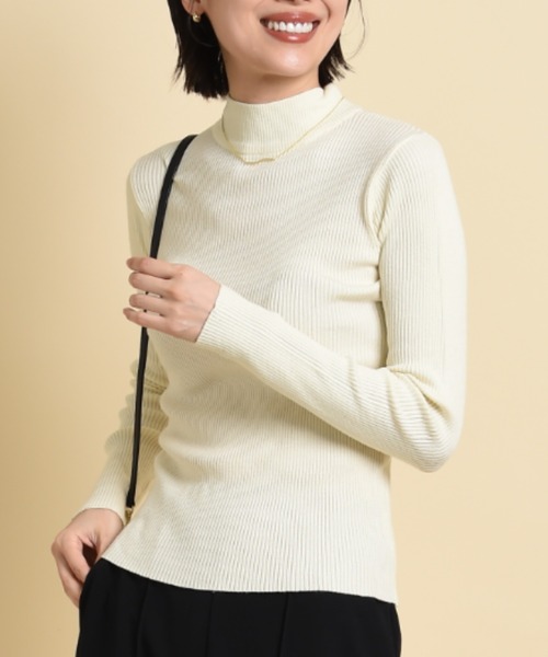 INTERPLANET(インタープラネット)の「12G 2×2リブプルオーバー(ニット/セーター・レディース・パープル/グリーン/アイボリー/ブラック・FREE)」の2枚目の写真