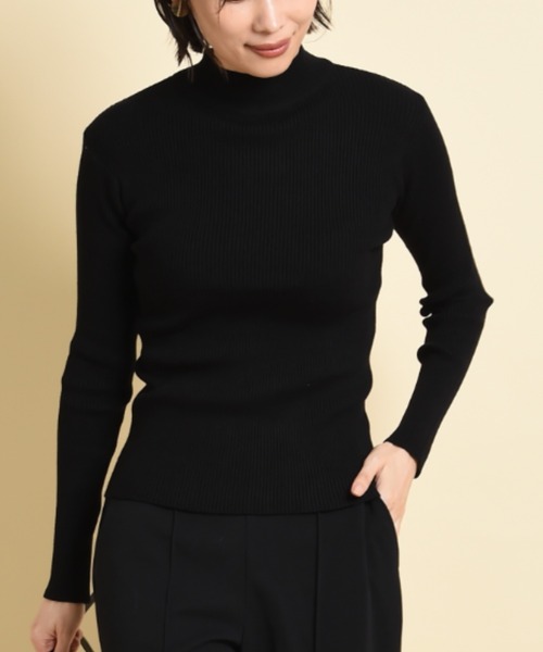 INTERPLANET(インタープラネット)の「12G 2×2リブプルオーバー(ニット/セーター・レディース・パープル/グリーン/アイボリー/ブラック・FREE)」の3枚目の写真