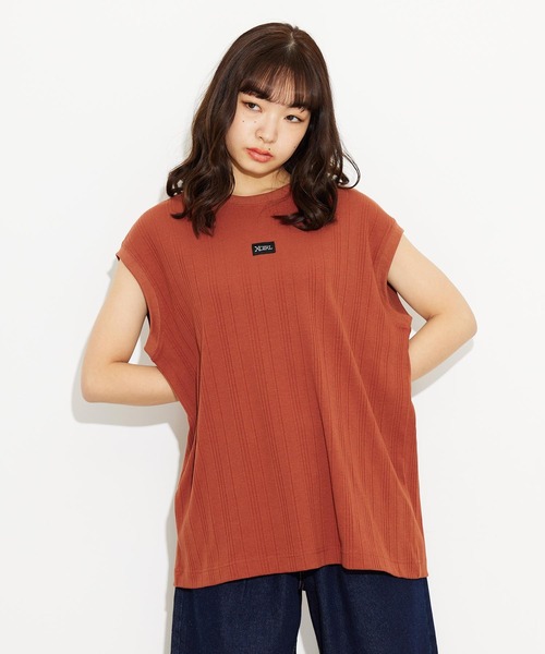 X-girl(エックスガール)の「DEFORMED RIB TANK TOP/リブ タンクトップ(タンクトップ・レディース・ライトグリーン/ホワイト/チャコールグレー/ブラウン・M/S)」の1枚目の写真