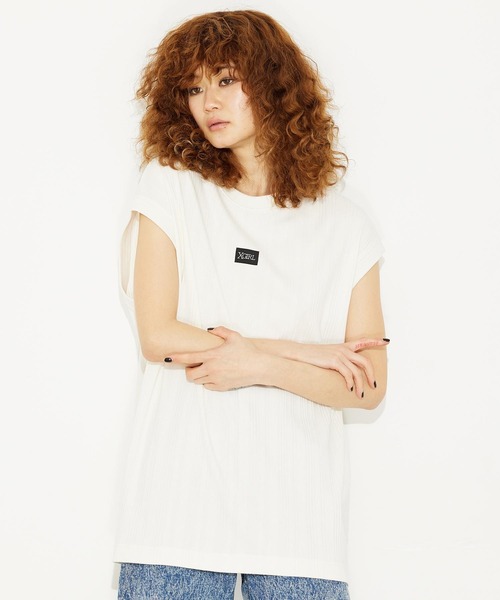 X-girl(エックスガール)の「DEFORMED RIB TANK TOP/リブ タンクトップ(タンクトップ・レディース・ライトグリーン/ホワイト/チャコールグレー/ブラウン・M/S)」の2枚目の写真